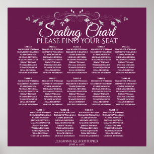 Elegante Cassis 14 Tabelle Seating Chart Poster