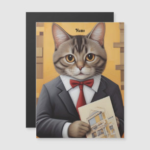 Elegante Cat Architect Kunst, Dichtung und Musik Magnetkarte