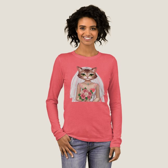 Elegante Cat Bride in weißem Kleid - Einzigartig f Tri-Blend Shirt (Volle Vorderseite)