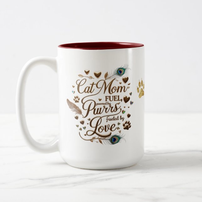 Elegante Cat Mama Tasse - Purren, Liebe & Gold (Links)