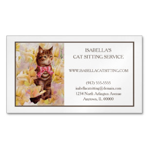 Elegante Cat Sitter Magnetic Business Card Magnetische Visitenkarte