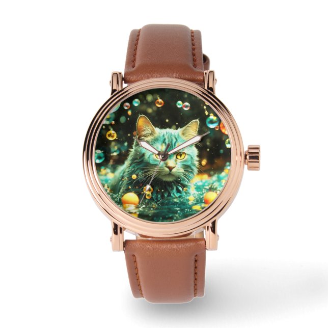 Elegante Cat Uhr für Katzenliebhaber (Vorderseite)