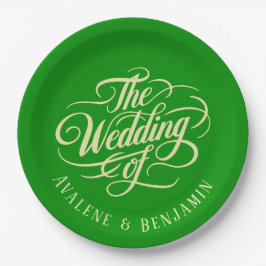 Elegante Celery and Forest Green Wedding Pappteller