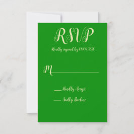 Elegante Celery & Forest Green Wedding RSVP Karte