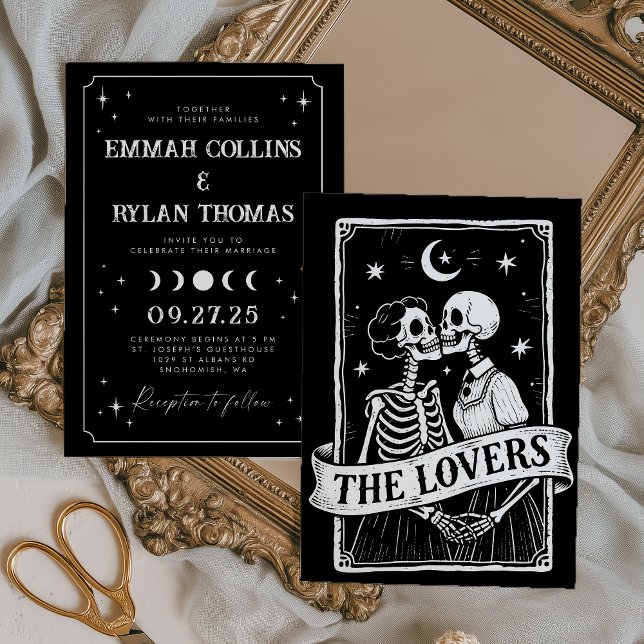 Elegante Celestial Lovers Tarot Card Hochzeit Einladung (Von Creator hochgeladen)