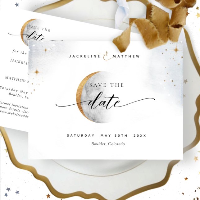 Elegante Celestial Wedding Save the Date Postkarte (Von Creator hochgeladen)
