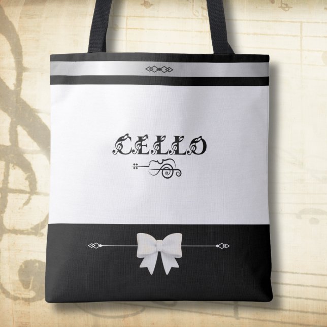 Elegante Cello Schwarz-Weiß-Musiktasche (A sophisticated statement piece for the cellist. High-end style for your daily gear.)