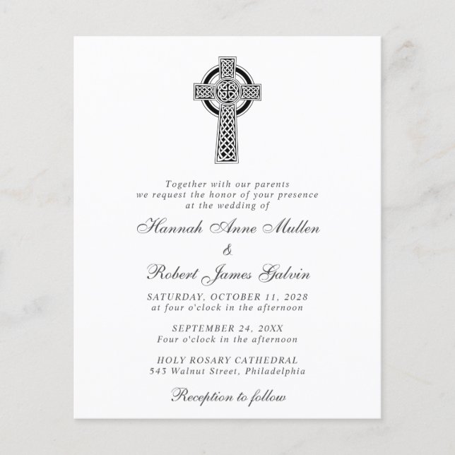 Elegante Celtic Cross Wedding Einladung (Vorderseite)