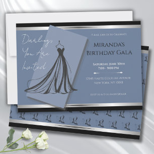 Elegante Ceruleanblaue Mode-Gala-Party-Einladung Einladung