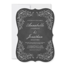 Elegante Chalkboard Filigree Wedding Einladung