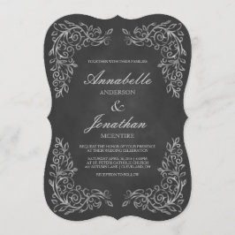 Elegante Chalkboard Filigree Wedding Einladung
