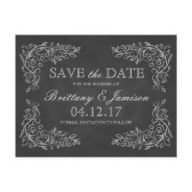 Elegante Chalkboard Filigree Wedding Save the Date