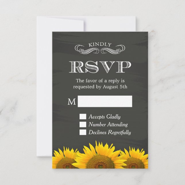 Elegante Chalkboard Sonnenblumen Dekoration UAWG A RSVP Karte (Vorderseite)