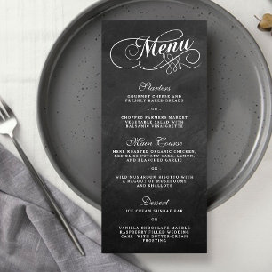 Elegante Chalkboard Wedding Menu Vorlagen Werbekarte