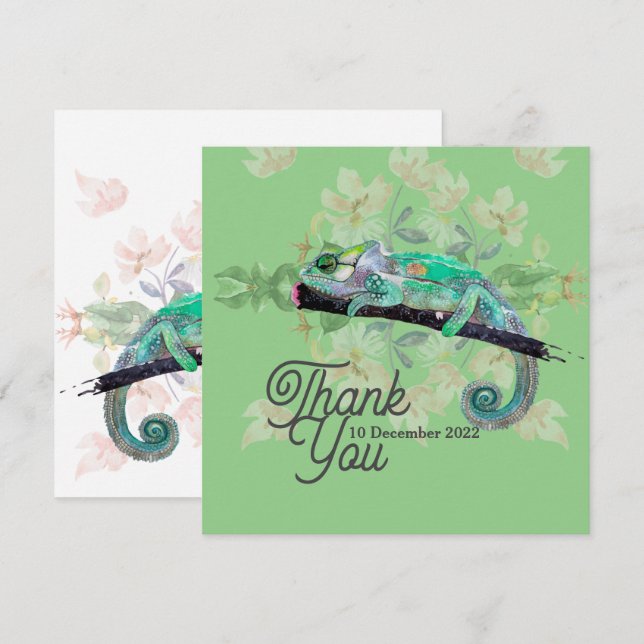 Elegante Chameleon Painted Flat Greeting Card Karte (Vorne/Hinten)