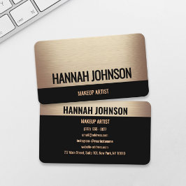 Elegante Champagne Gold & Black Business Card Visitenkarte
