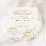 Elegante Champagne Gold Floral Peony Wedding Einladung<br><div class="desc">Elegantes und romantisches Hochzeitsdesign in Champagner,  antikes Gold und Weiß. Format der Quadratkarte.</div>