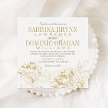 Elegante Champagne Gold Floral Peony Wedding Einladung<br><div class="desc">Elegantes und romantisches Hochzeitsdesign in Champagner,  Gold und Zinngrau. Format der Quadratkarte.</div>