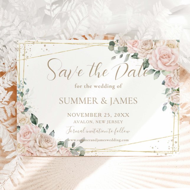Elegante Champagne Ivory Blush Floral Wedding Save The Date (Von Creator hochgeladen)