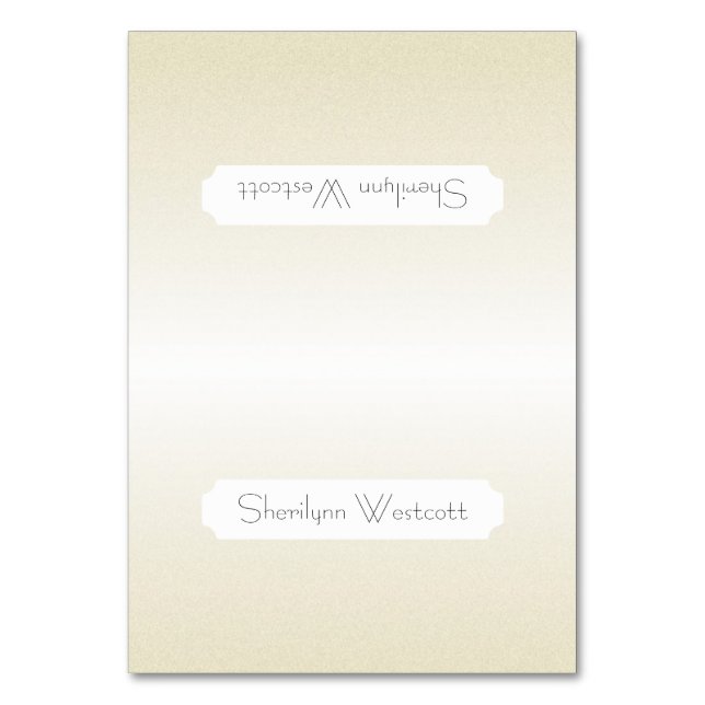 Elegante Champagne Name Template-Platzkarten Tischnummer (Vorderseite)