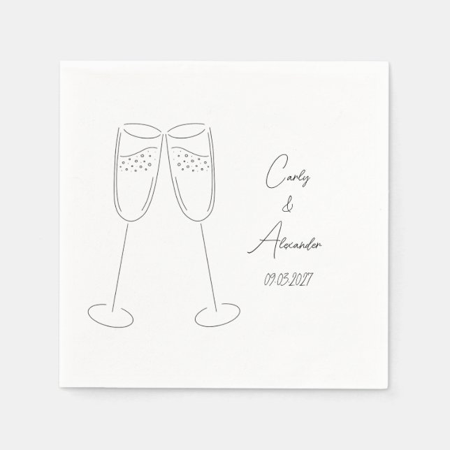 Elegante Champagne Name Wedding Engagement Party Serviette (Vorderseite)