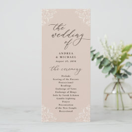 Elegante Champagne Tan Vintage Hochzeitsprogramme Programm