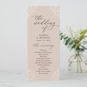 Elegante Champagne Tan Vintage Hochzeitsprogramme Programm