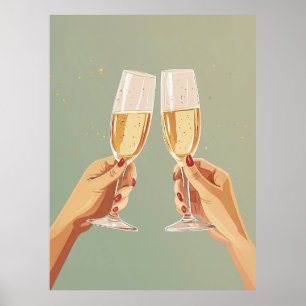 Elegante Champagne Toast Celebration Poster