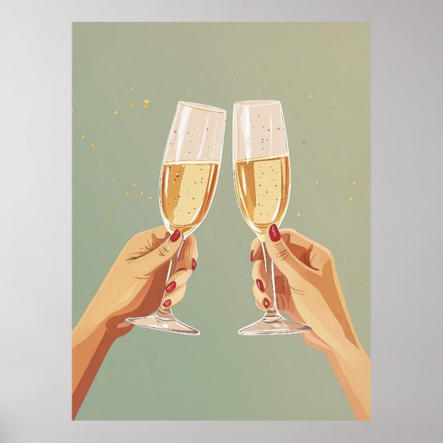 Elegante Champagne Toast Celebration Poster (Vorne)