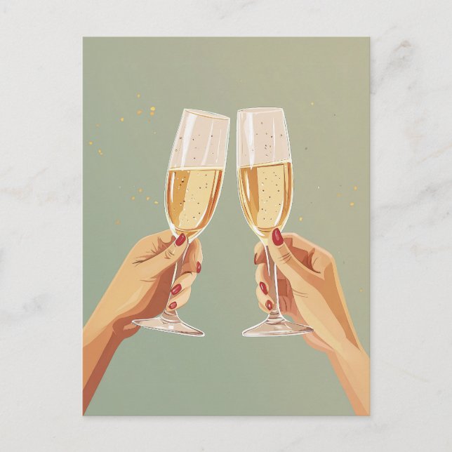 Elegante Champagne Toast Celebration Postkarte (Vorderseite)