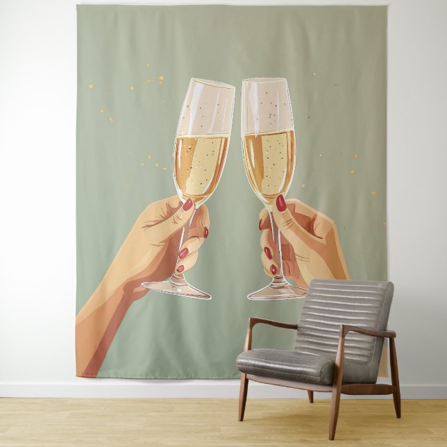Elegante Champagne Toast Celebration Wandteppich (Beispiel)