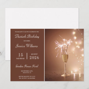 Elegante Champagner-, Glitzer- und Lichter-Geburts Einladung