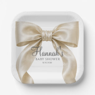 Elegante Champagner-Satin-Schleifen-Baby-Mädchen-P Pappteller
