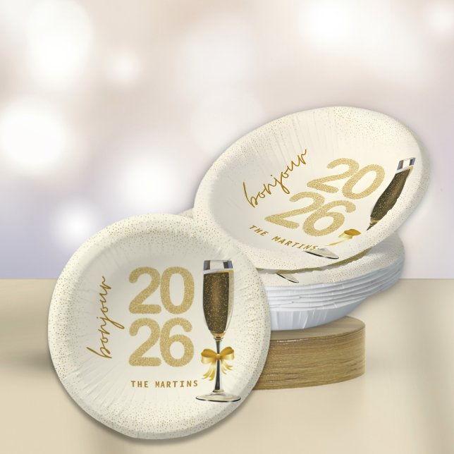 Elegante Champagner Silvester Papierplatte Pappteller (Von Creator hochgeladen)