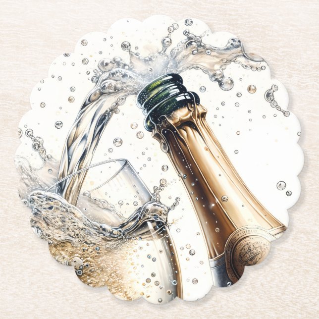 Elegante Champagner-Spritzer-Brautjungfernparty Untersetzer (Vorderseite)