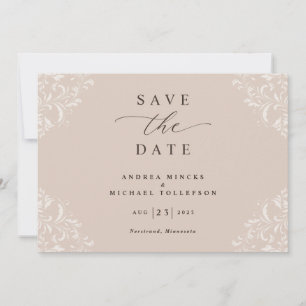 Elegante Champagner-Tan-Hochzeit im Vintage-Stil Save The Date