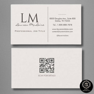 Elegante Champagner Taupe Monogramm Signatur Visitenkarte