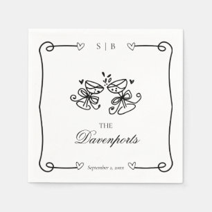 Elegante Champagner Toast Hand Drawn Doodle Weddin Serviette