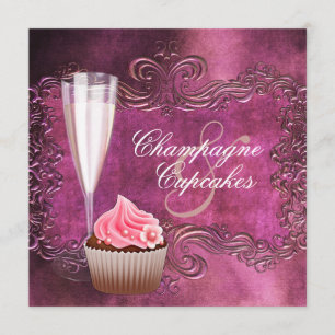 Elegante Champagner- und Cupcake-Brautjungfernpart Einladung