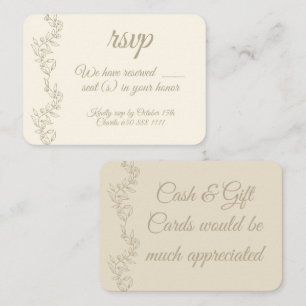 Elegante Champagneranzahl Sitzplätze UAWG Cash-Ges Begleitkarte