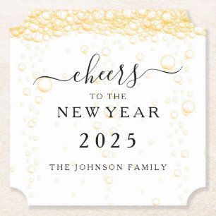 Elegante Champagnerblasen Silvester Untersetzer