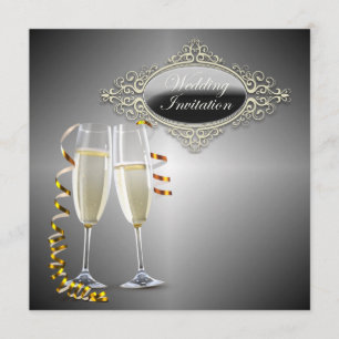 Elegante Champagnergläser Hochzeits-Einladung Einladung