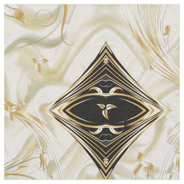 Elegante Champane Silk & Gold abstrakte Blume Fabr Stoff (Nahaufnahme)