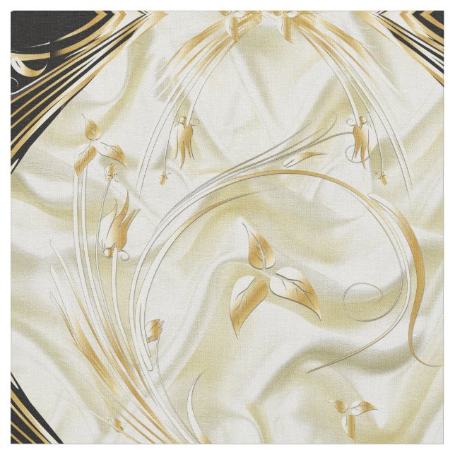 Elegante Champane Silk & Gold abstrakte Blume Stoff (Nahaufnahme)