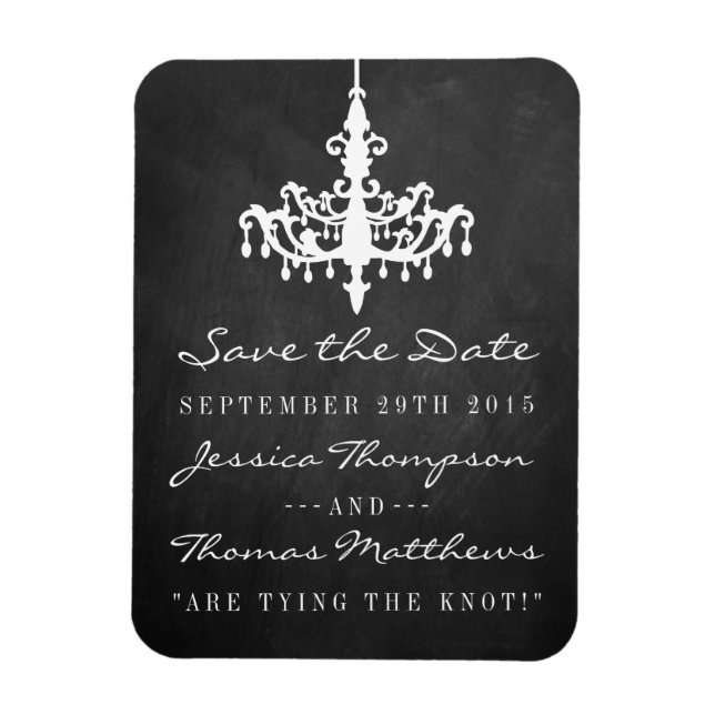 Elegante Chandelier Chalkboard Wedding Collection Magnet (Vertikal)