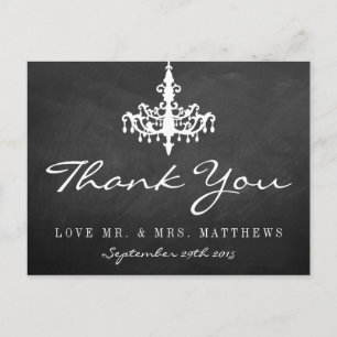 Elegante Chandelier Chalkboard Wedding Collection Postkarte