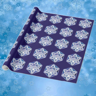 Elegante Chanukka-Menora im Stern Davids Geschenkpapier