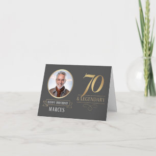 Elegante Charcoal & Gold 70. & Legendärer Geburtst Karte