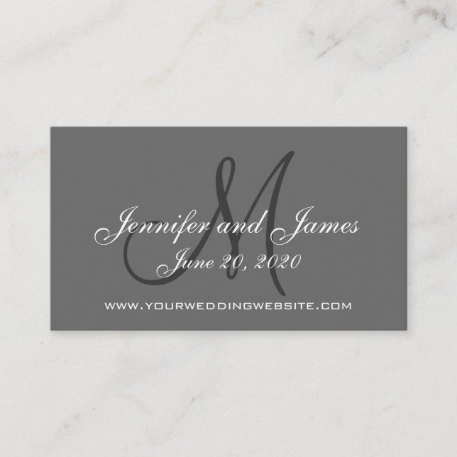 Elegante Charcoal Gray Wedding Website Card Begleitkarte (Vorderseite)
