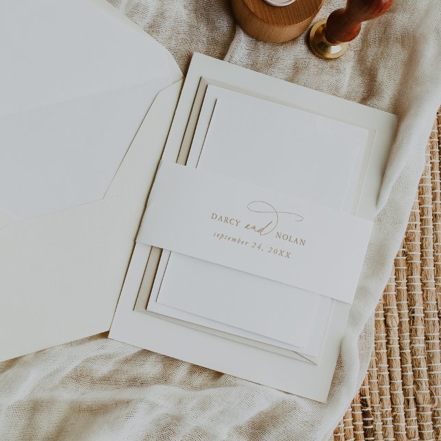 Elegante Charm Gold Wedding Invitation Bly Band (Elegant Charm Gold Wedding Invitation Belly Band)